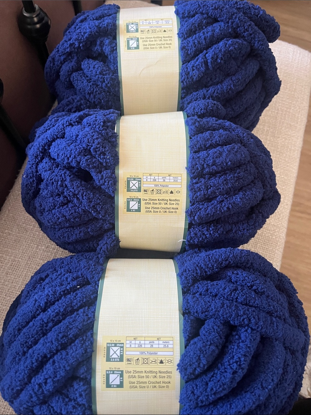 3 Yarn Bee Eternal Bliss Plush Yarn in Navy - Ultra Soft Chenille - Picture 3 of 6